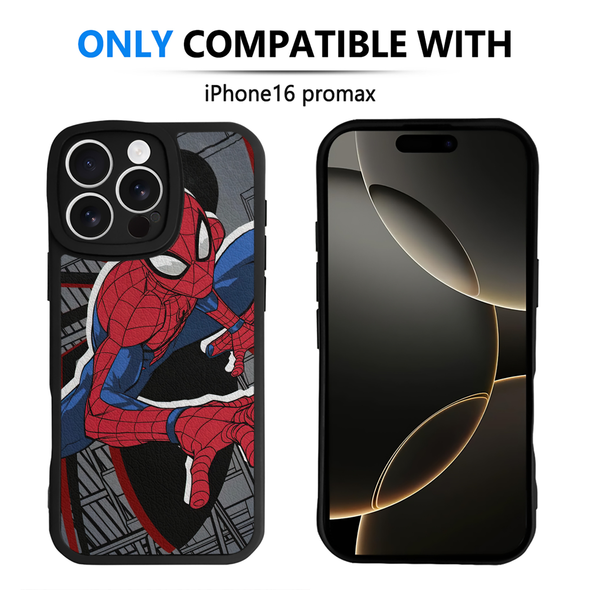（画像用） Spider Man スパイダーマン 【iPhone 16シリーズ対応】シリコンスマホケース（レザー調） 材質：シリコン